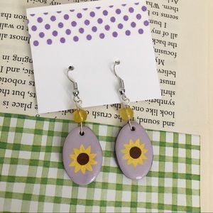 Purple Sunflower Earrings!!